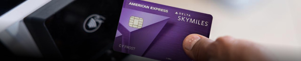tapping the The Delta SkyMiles® Reserve American Express Card on a payment processor